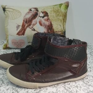 Aldo Leather Designer Sneakers Zip/Velcro/Lace